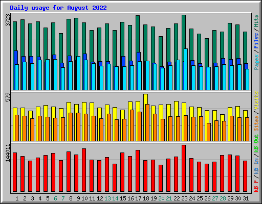 Daily usage for August 2022