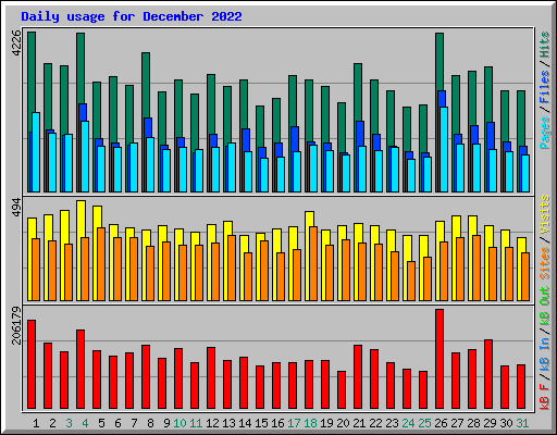 Daily usage for December 2022