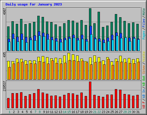 Daily usage for January 2023